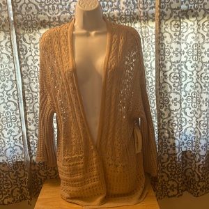 BNWT Andrea Javanese Size Large Tan Cardigan.